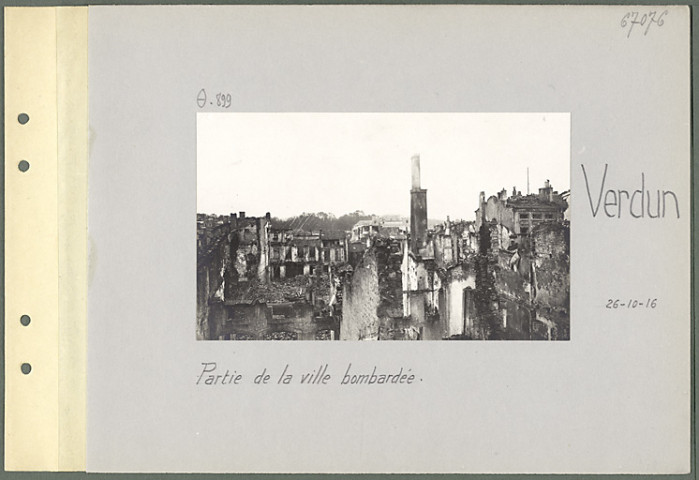 Verdun. Partie de la ville bombardée
