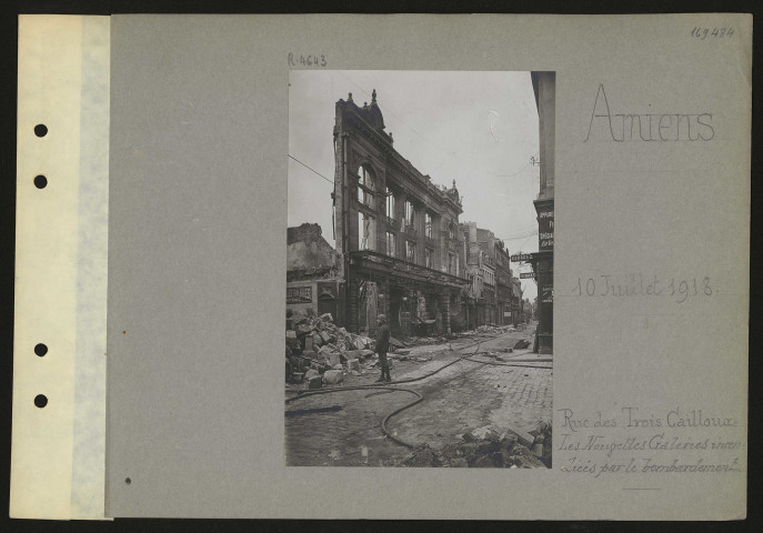 Amiens. Rue des Trois Cailloux : les nouvelles galeries incendiées par le bombardement
