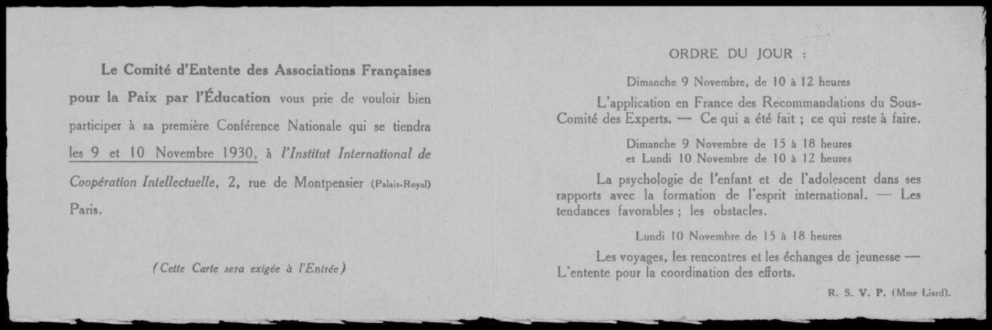 Comité d'entente des associations françaises pour la paix par l'éducation. 1945-1946