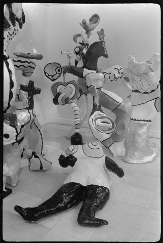 Les poupées de Niki de Saint Phalle. Barbara et Yvan Labejov dans « Madame » de Remo Forlani. Meeting « Halte à la répression au Mexique » à la Mutualité avec Laurent Schwartz et Maître Henri Leclerc