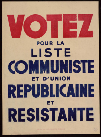 Votez pour la liste communiste et d'union républicaine et résistante