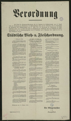 Städtische Vieh- u. Fleischordnung