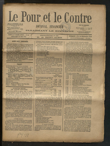 Le Pour et le Contre - Année 1914 - Numéros 21 à 38
