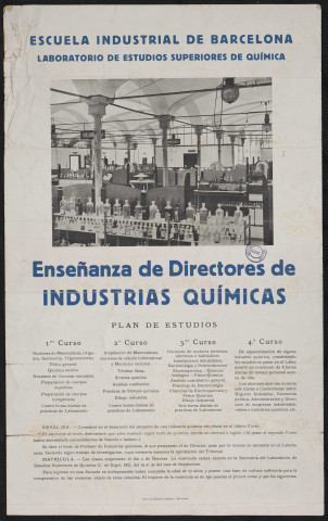 Escuela industrial de Barcelona : industrias quimicas &amp; Plan de estudios