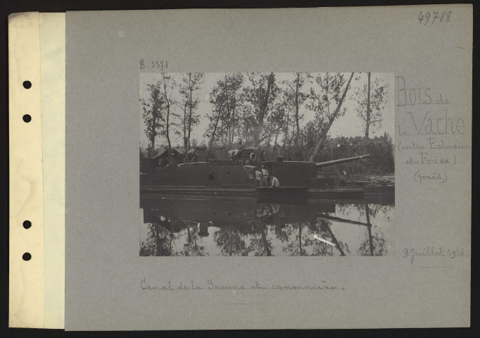 Bois de la Vache (entre Eclusier et Frise) (près). Canal de la Somme et canonnière