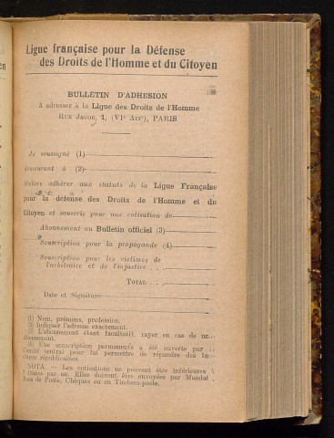 Mai 1905 - Bulletin officiel de la Ligue des Droits de l'Homme