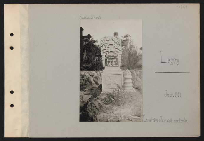 Lagny. Cimetière allemand : une tombe