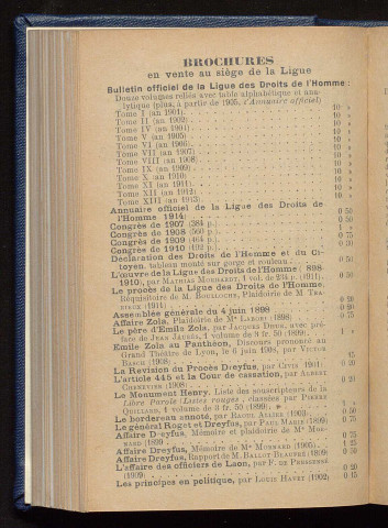 Juillet 1915 - Bulletin officiel de la Ligue des Droits de l'Homme