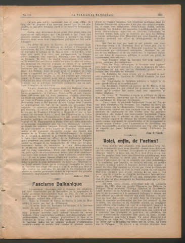 Mars 1929 - La Fédération balkanique