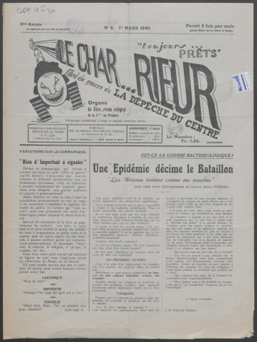 Le Char rieur. Journal du chasseur de la 1e Cie du 17e B.B.C.