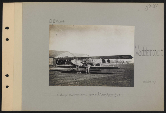 Vadelaincourt. Camp d'aviation. Avion bimoteur L.1