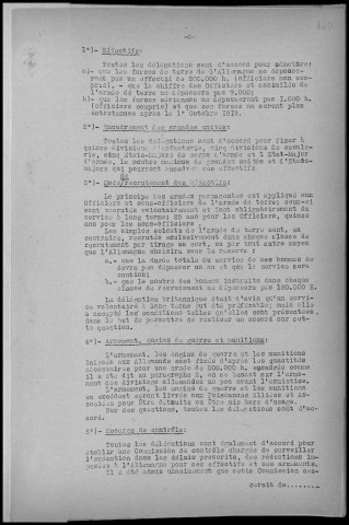 Procès verbal de la 16ème session du Conseil supérieur de Guerre, 3 mars 1919 à 15 heures. Sous-Titre : Conférences de la paix