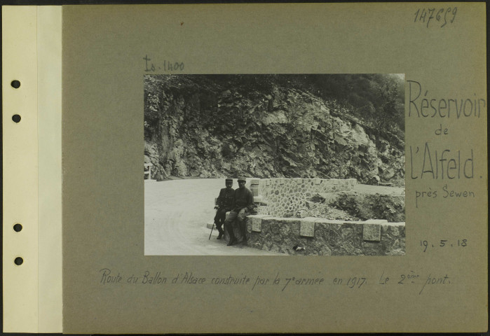Réservoir de l'Alfeld (Près Sewen). Route du Ballon d'Alsace construite par la 7e armée en 1917. Le deuxième pont