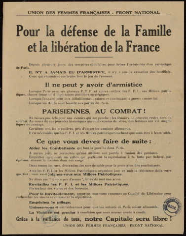 Pour la défense de la famille et la libération de la France