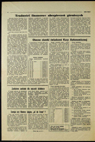 Glos Pracy (1970; n°1- n°12)  Sous-Titre : Miesiecznik robotnikow polskich zrzeszonych w C. G. T. Force Ouvrière.  Autre titre : "La Voix du Travail". Journal polonais de la C. G. T. Force Ouvrière