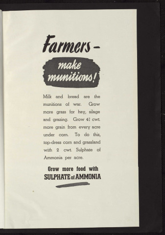 Farmers, make munitions ! : grow more food with sulphate of ammonia