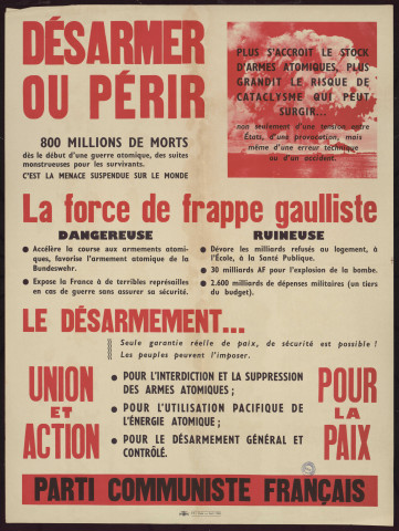 Désarmer ou périr : la force de frappe gaulliste dangereuse... Ruineuse... Le désarmement...