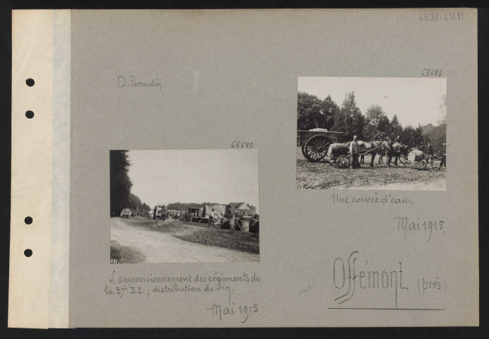 Offémont (parc de). L'approvisionnement des régiments de la 37e DI ; distribution de vin