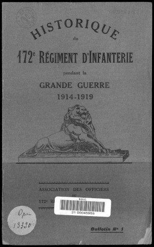 Historique du 172ème régiment d'infanterie