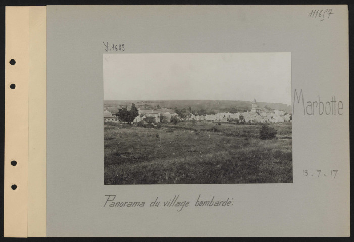 Marbotte. Panorama du village bombardé