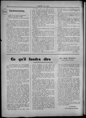 L'esprit du cor (1917-1919 : n°1-19 ; 21-31), Sous-Titre : Journal de la 66e Division Bleue