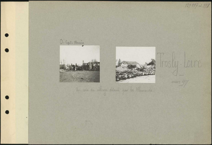 Trosly-Loire. Un coin du village détruit par les Allemands