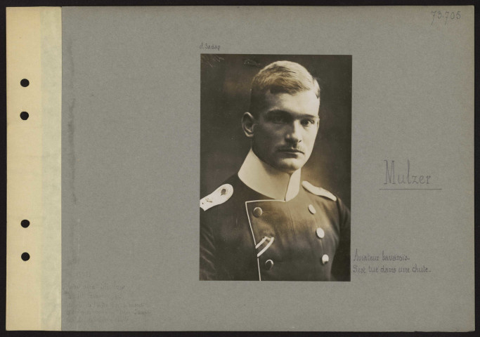 S.l. Mulzer. Aviateur bavarois. S'est tué dans une chute