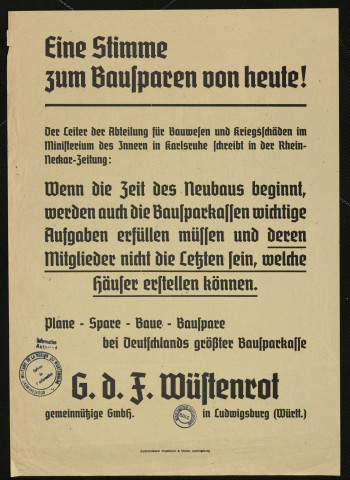 Eine Stimme zum Bausparen von heute !