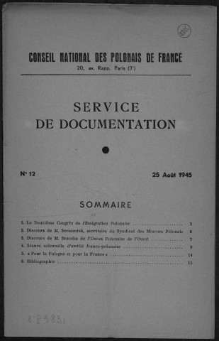Service de Documentation (1945: n°12 - n°13)