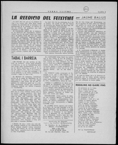 Terra Lliure (1976 : n° 25-34). Sous-Titre : Butlletí de la Regional Catalana C.N.T [puis] Butlletí interior de l'Agrupació Catalana C.N.T. (Exterior)
