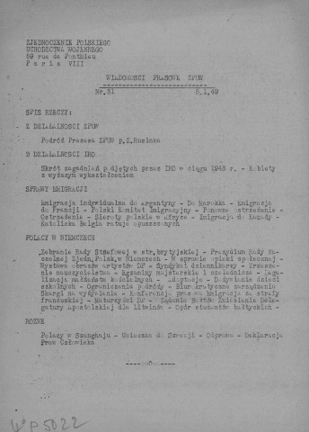 Wiadomosci prasowe Z.P.U.W (1949; n°31-38)