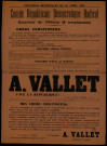 Élections Municipales : Comité Républicain Démocratique Radical Candidat A. Vallet