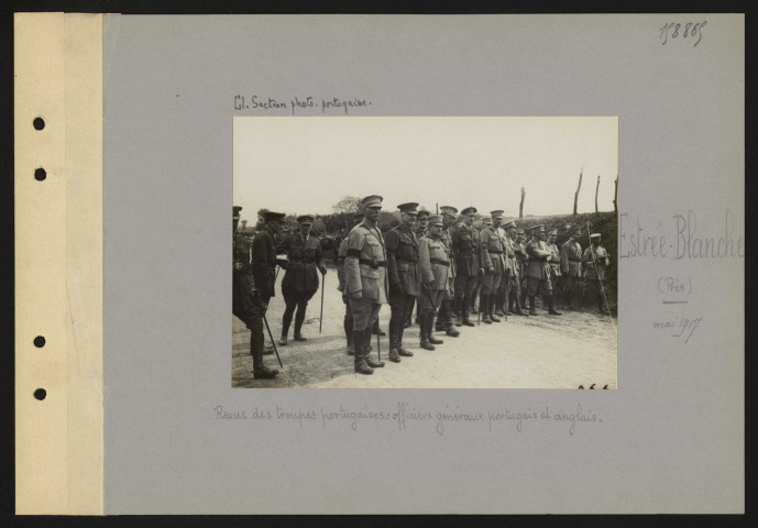Estrée-Blanche (près). Revue des troupes portugaises : officiers généraux portugais et anglais