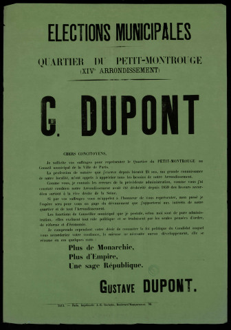 Elections municipales... Quartier du Petit-Montrouge : Gustave Dupont