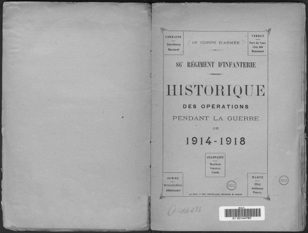 Historique du 86ème régiment d'infanterie