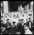 Manifestation et meeting à Alger organisée par le FLN en présence de Bachir Boumaza (ministre du travail), Ben Bella et Boumedienne (début): 1