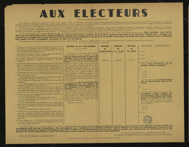 Aux électeurs : faire prendre aux candidats & une position nette et précise vis-à-vis de la guerre