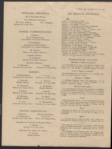 Année 1935. Bulletin de l'Union des blessés de la face "Les Gueules cassées"