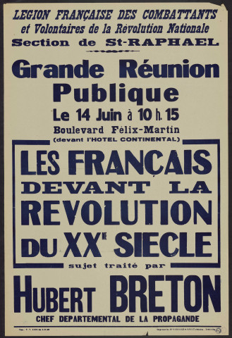 Grande réunion publique : les Français devant la révolution du XXe siècle