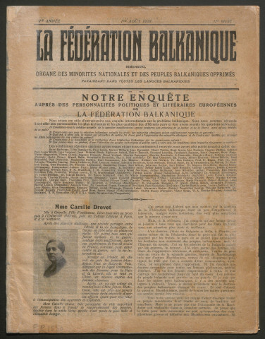 Août 1928 - La Fédération balkanique