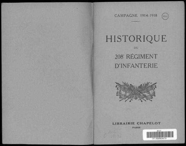 Historique du 208ème régiment d'infanterie