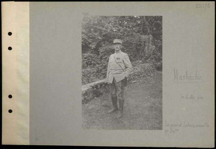Marbache. Le général Lebocq commandant la 73e Division
