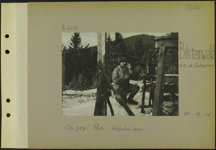 Bilstemwald (Nord-ouest de Sultzeren). Cote 939. Poste téléphonique