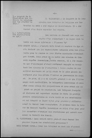 17e Séance du CSG du 7 mars 1919 à 15h. Sous-Titre : Conférences de la paix