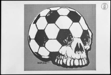 Dessin d'un crâne en forme de ballon de football