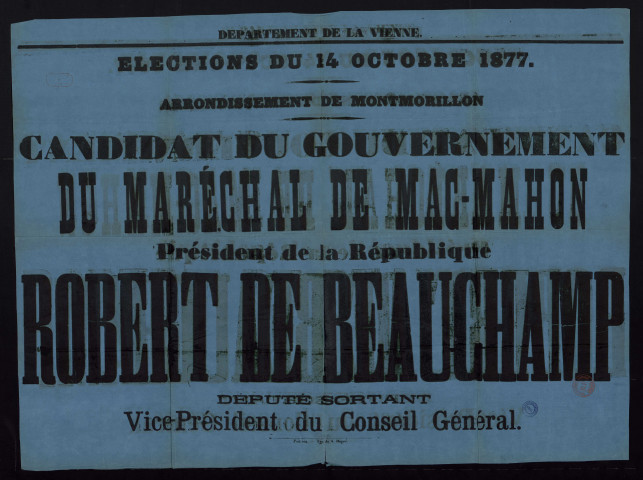 Arrondissement de Montmorillon : Candidat du gouvernement... Robert de Beauchamp