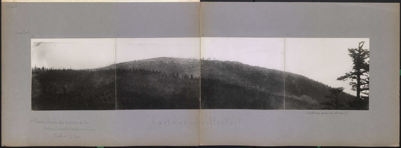 7e armée. Groupe des canevas de tir. Station : Herrenfluth (ruines) nord-est de Thann. Echelle de 1 mm pour 1/1000e. Hartmannswillerkopf