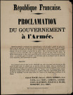 Proclamation du Gouvernement à l'Armée