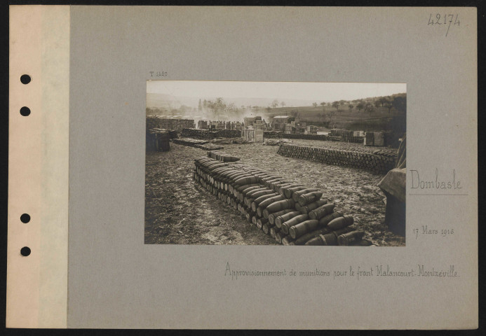 Dombasle. Approvisionnement de munitions pour le front Malancourt-Montzéville