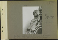 Sewen. Dans l'église. Dépôt des œuvres d'art évacuées du front d'Alsace. Figure provenant des stalles de l'église de Thann (côté droit)